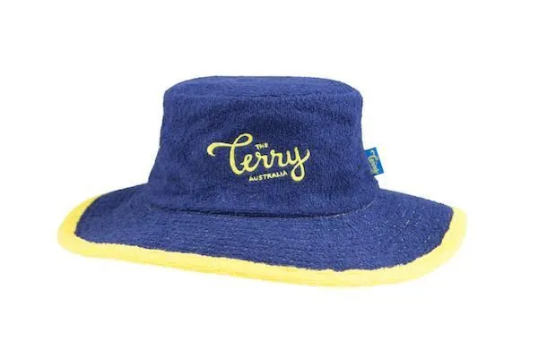 The Surfie Terry Towelling Bucket Hat-Navy/Yellow