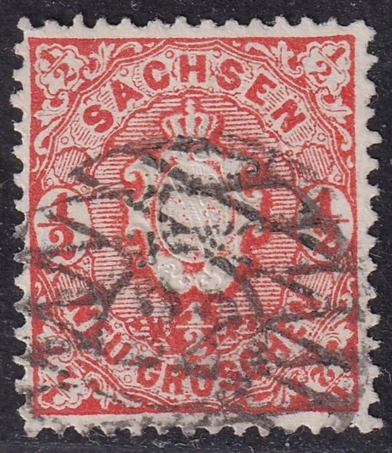 Sachsen MiNr 15 c Nummerngitterstempel 22 Reichenbach