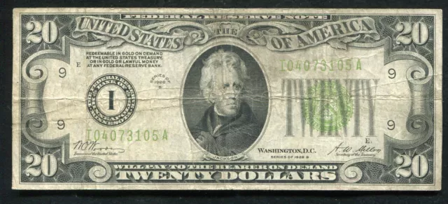 Fr. 2052-I 1928 $20 Lgs Light Green Frn Federal Reserve Note Minneapolis, Mn