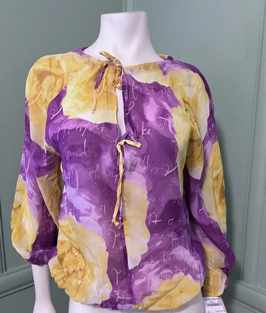 NWT Vintage JC de Castelbajac Paris Art to Wear Colorful Rose Print Blouse 44-L