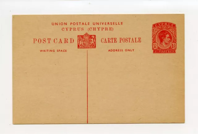 CYPRUS KGVI Mint Postal Stationery Card One & Half Piastre