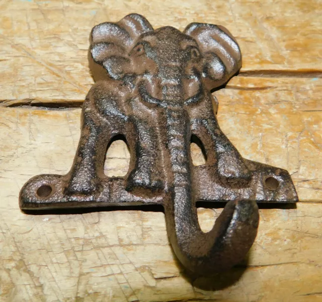 3 Cast Iron ELEPHANT Towel Hanger Coat Hat Hooks Key Rack Hook CIRCUS DUMBO 3