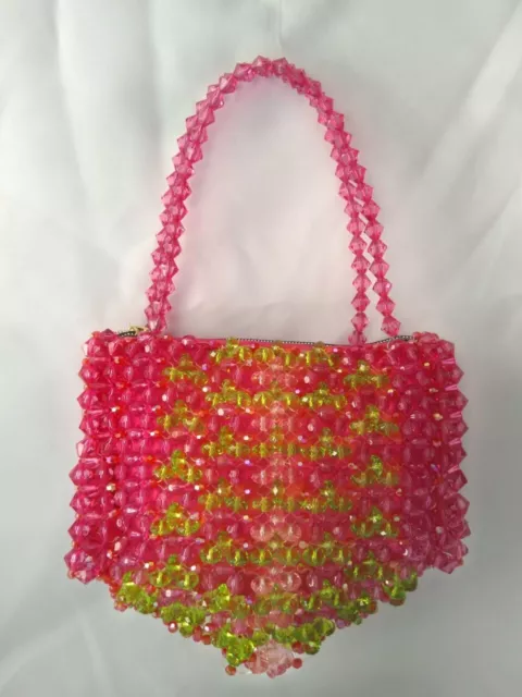 New Handmade Elegant Multicolor Crystal Beaded Women Clutch Bag Evening Party