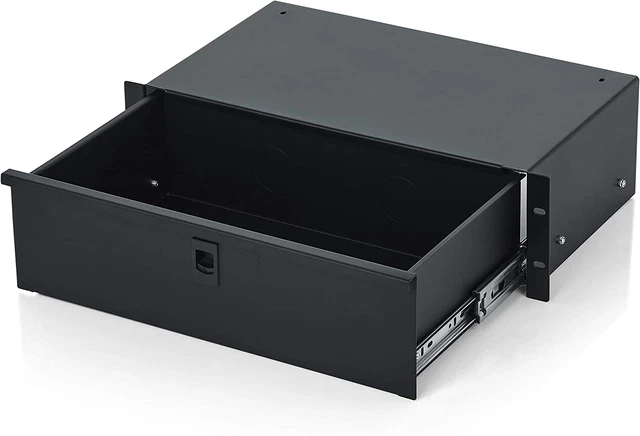 Rackworks Shallow 3U Rack Mount Drawer with Lock; 10" Deep (GRW-DRWSH3), Black