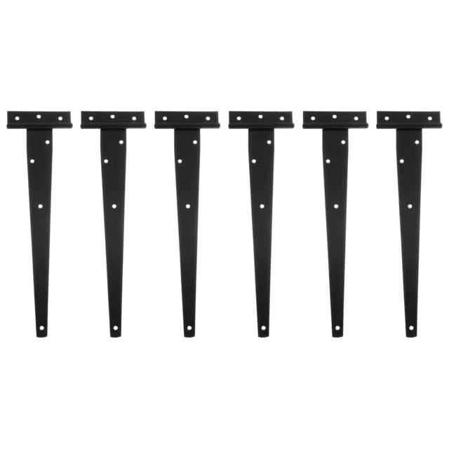 6Pcs T-Strap Door Hinges, 12" Wrought Tee Shed Gate Hinges Iron (Black)