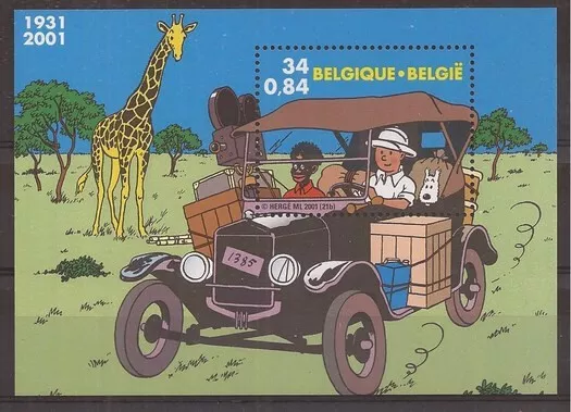 Belgium - Sheet - 2001 - COB BL93** - SCOTT 1876 - Tintin in Africa - MNH -