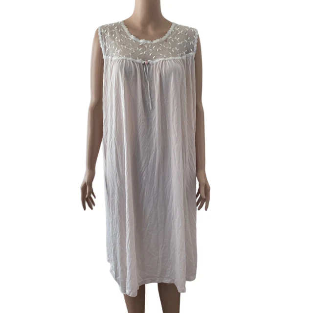 vintage nightgown soft moments ny womens medium large pink floral embroidered