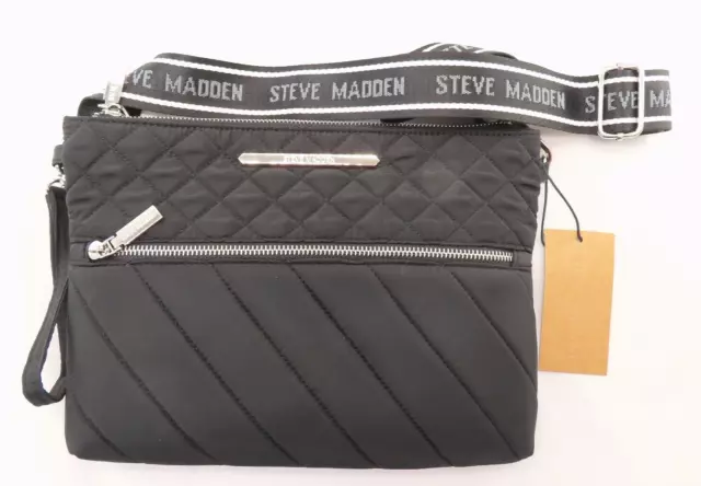 Steve Madden: Quilted Polyester Crossbody. Black. Vegan. Org$68 Now$55