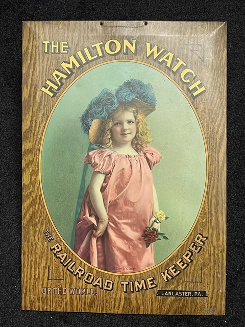 Hamilton Watch "The Railroad Time Keeper of the World" Lithograph Sign - Meek Co