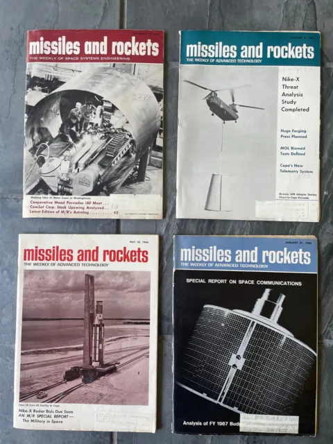 4 Lot 1960s MISSILES AND ROCKETS Magazine Space Nasa Aeronautical Engineer Vtg