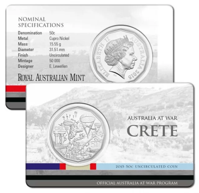 2015 50 Cent Uncirculated Coin: Australia At War - "Crete."