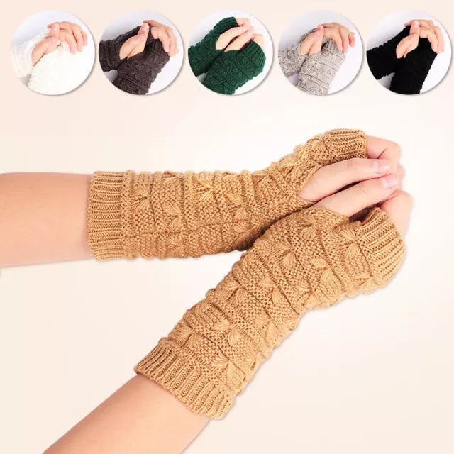Women Winter Wrist Arm Hand Warmer Knit Crochet Long Fingerless Gloves Mitten ˇ