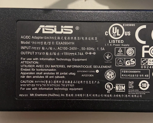 ASUS LAPTOP CHARGER AC Adapter Power Supply EXA0904YH 19V 4.74A 90W EUR ...