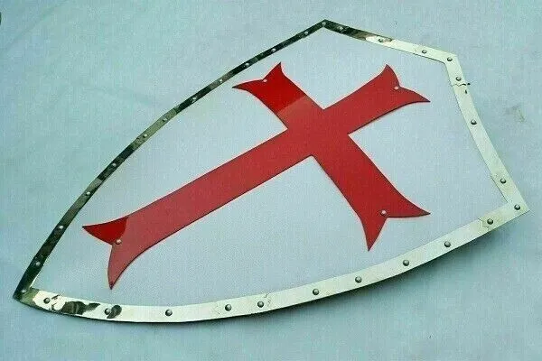 Hand Forged Medieval steel Red Templar Armour Shield Crusader Larp Battle
