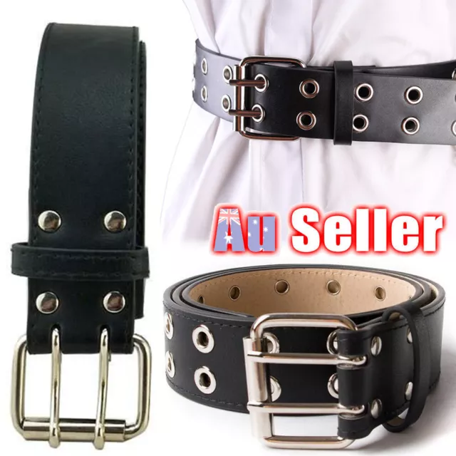 Waistband Punk Leather Strap Belt Buckle Studded Waist Metel Rivet Womens Mens