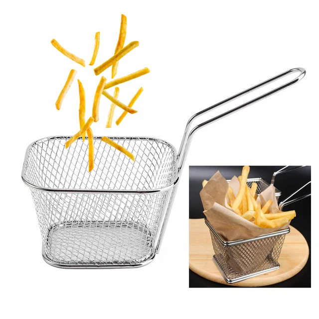 8Pcs Mini Stainless Steel Chips Deep Fry Baskets Food Presentation Strainer EZ