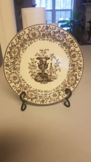 Two's Company Brown Transferware Wall Decorative Plate 9 1/2" Brown Floral Urn