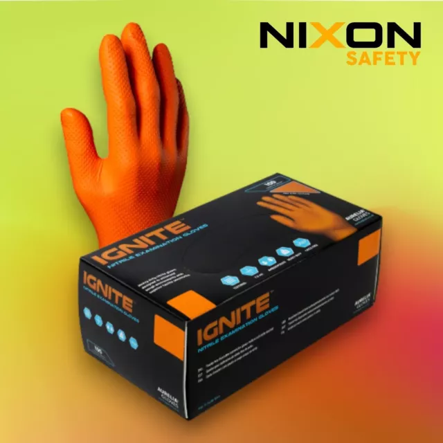 Aurelia Ignite Powder Free Orange Nitrile Gloves - Extra Heavy 7mil Thickness
