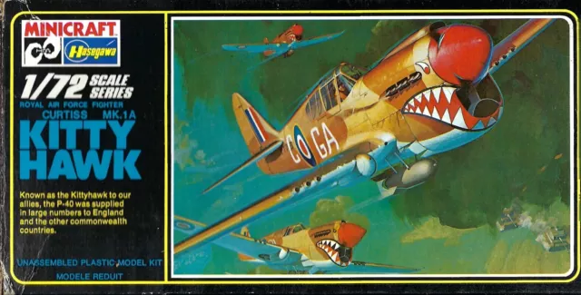MIB HASEGAWA/MINICRAFT 1/72 CURTISS P-40 KITTY HAWK WW2 Fighter $13.95 ...