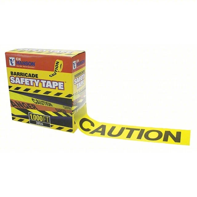 APPROVED VENDOR Barricade Tape: Yellow, 3 in Roll Wd, 1,000 ft Roll Lg, 3 mil Th