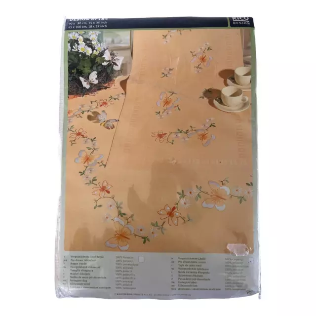 Kit de bordado estampado para corredor de mesa Rico Design 67184 18""x39"" mariposas margarita