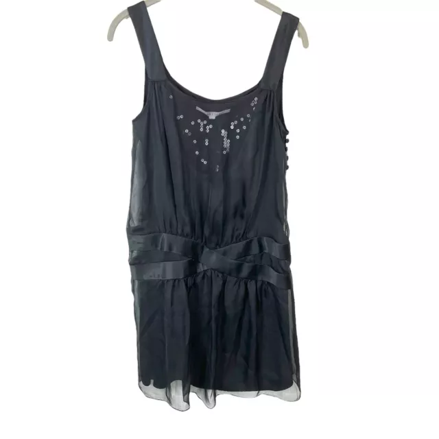 Walter Silk Gatsby Mini Dress Womens Black Sequin Drop Waist NWT MSRP 298 Size 2