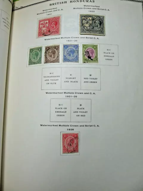 1920's Sheets of 15 British Honduras, Solomon Is.& Brunei Stamps from 1929 Album