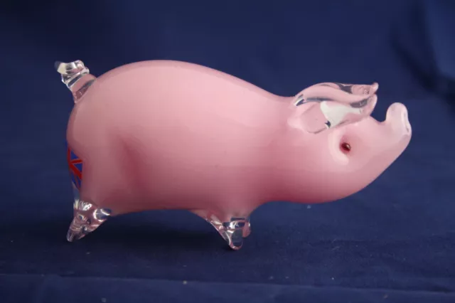 Langham Glass Hand-Made Crystal Small Pink Pig Standing - Brand New / Boxed