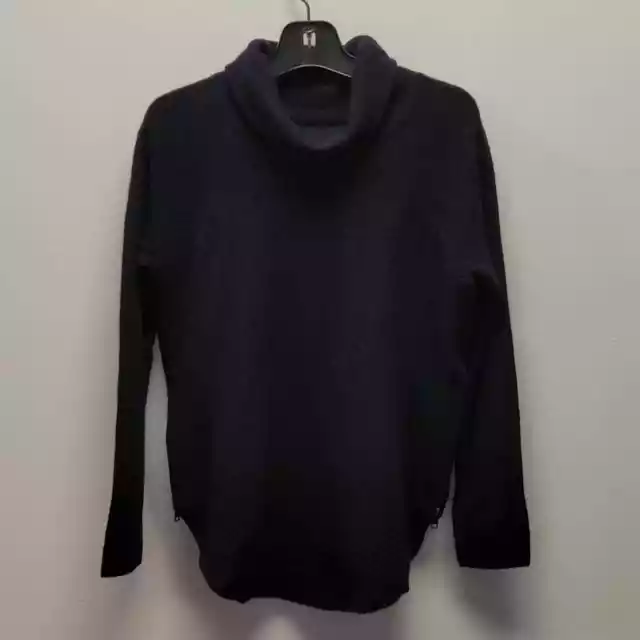 Vince Side-Zip Ribbed Navy Turtleneck Sweater 3