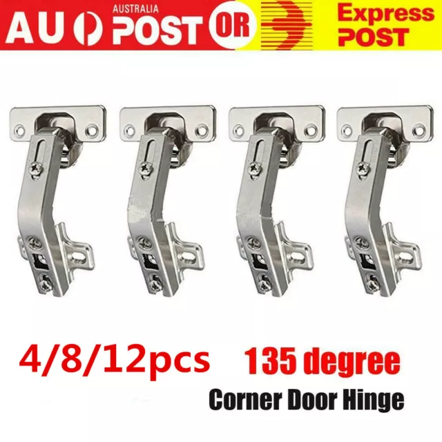 4/8/12pk Kitchen Cabinet Hinge Cupboard Wardrobe 135° Corner Fold Door Hinges OZ