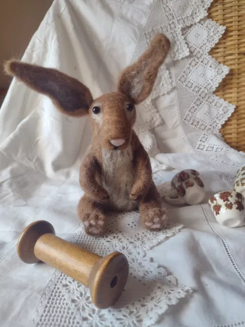 Needle Felted OOAK Woodland Hare Easter Spring Countryside Handmade Gift By Jen