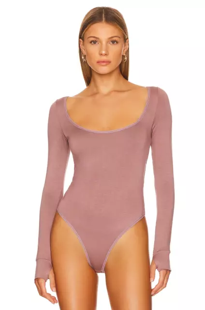 Free People Settle In Scoop Neck Body Größe Large UK 14 Mauve UVP £48