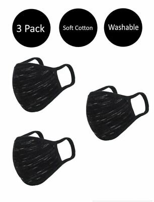 Face Mask Washable Reusable Double Layer Breathable Cotton Unisex Cover 3 Pcs
