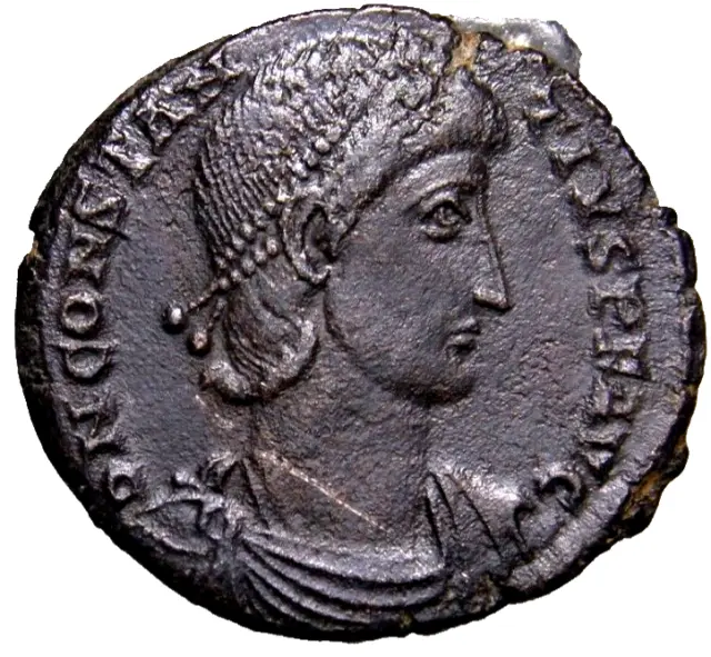 NEAR AU Authentic Ancient Roman Coin w/COA Constantius II (337-361) Spearing SMK