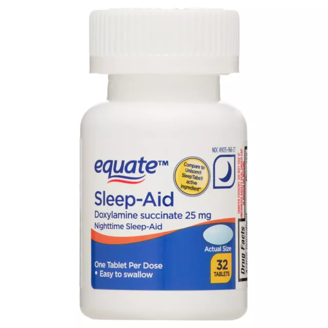 Tabletas de ayuda para dormir succinato de doxilamina Equate, 25 mg, 32 unidades