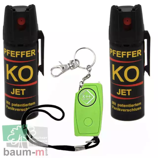 Set Pfefferspray 50 ml Tierabwehr Selbstverteidigung KO Jet Schrillalarm 120 dB