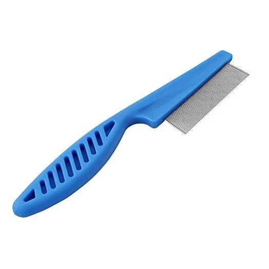 BLUE Handle Ultra Fine Flea Dog Cat Comb Metal Teeth Healthy Fur Hair Coat Clean