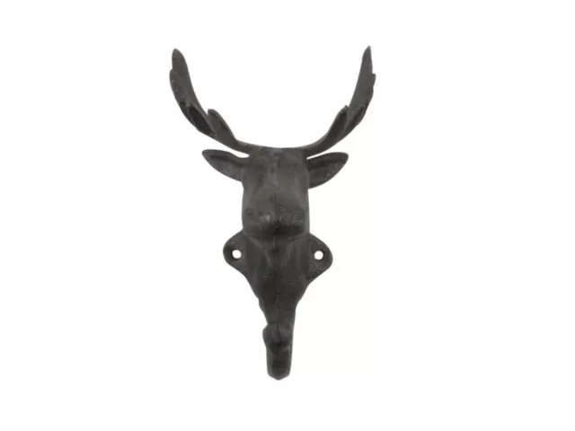 Cast Iron Moose Head Decorative Metal Wall Hooks 7"