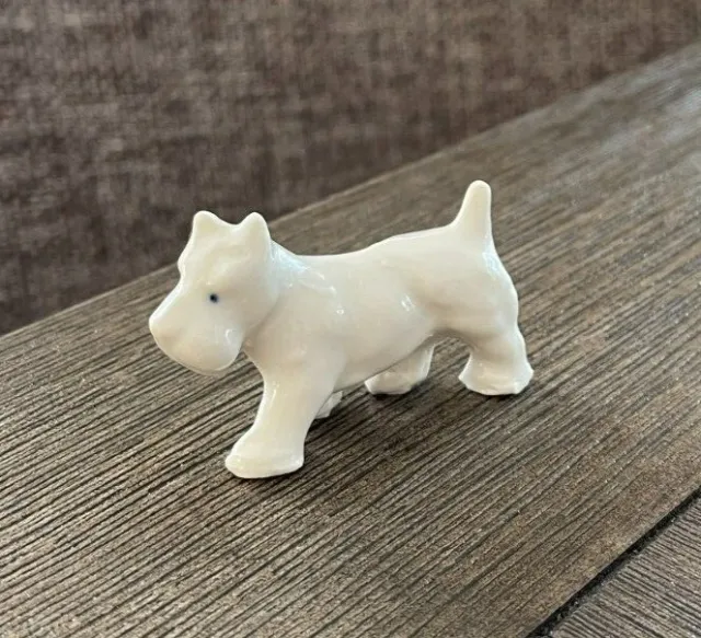Vintage Porcelain Ceramic Glazed Dog Puppy Terrier Miniature Figurine Adorable