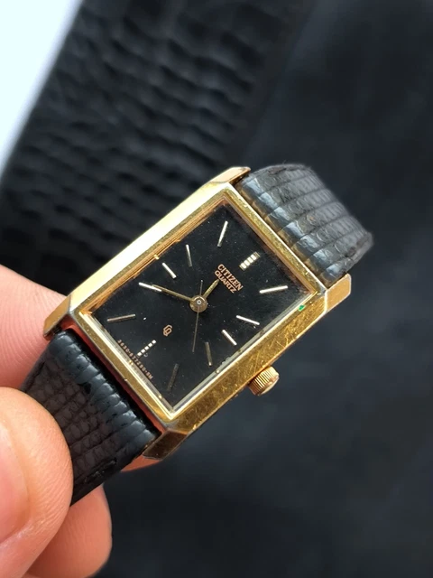 CITIZEN CQ Rettangolare Quarzo oro nero EUR 49 00 PicClick IT