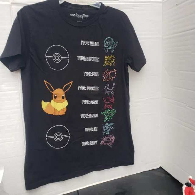 WE LOVE FINE Pokemon Eevee Graphic Evolution Mens Med Black T-Shirt ...