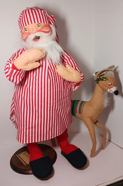 Lot ANNALEE CHRISTMAS DOLLS Large 29” Santa Claus in PJs 19" Reindeer Holiday