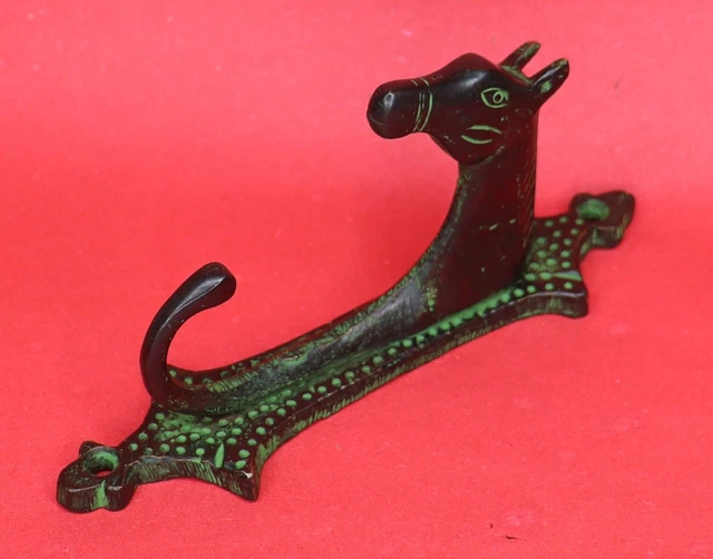 Green Horse Antique Style Handmade Brass Cup Key Cloth Hanger Wall Mounted Hook 14