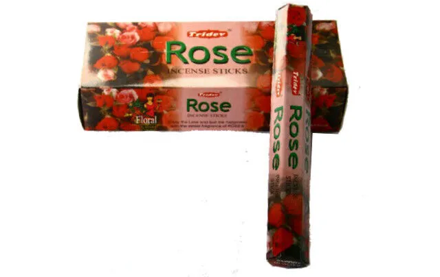 Tridev Rose Incense Sticks Natural Agarbatti 120 Grams Box 6 Pack