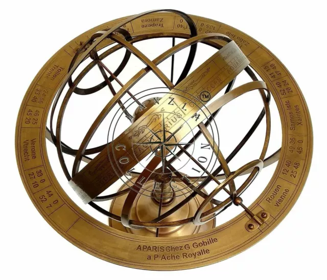 18" Astrolabe Brass Antique Armillary Sphere Nautical Collectibles Decor Globe 3