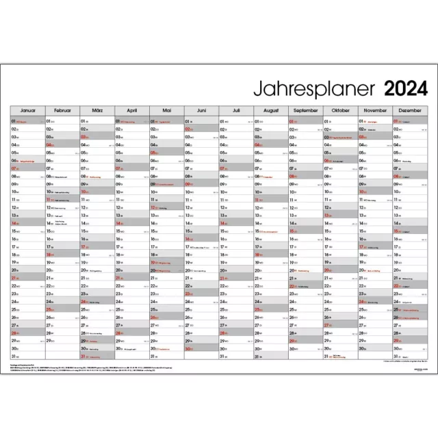 2024 XXL WANDKALENDER Wandplaner Jahresplaner Kalender DIN A1 GEFALTET