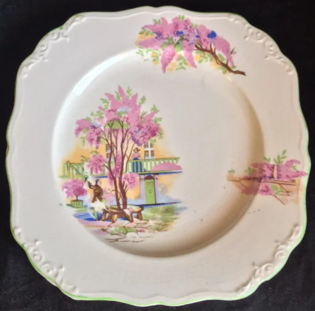 Vintage 1940’s PLATE Dish Hand Painted WISTERIA Romantic JAPAN Collectable