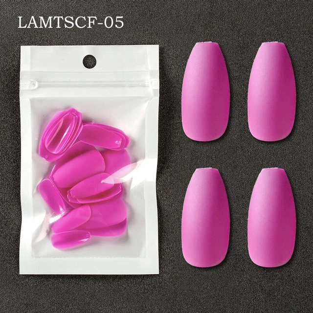 24PCS Fake Nails Reusable Stick On Nails Press on Full Cover False Nail Tips#