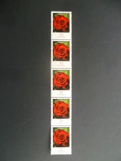 Bund Rollenmarken, Blumen MiNr.  2669 ** postfrisch MNH, 5er-Streifen mit Nummer