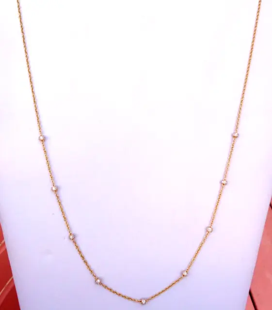 Diamonds by the Yard Diamond Bead and Rolo Chain 24" Necklace, 9 Beads, 14K YG